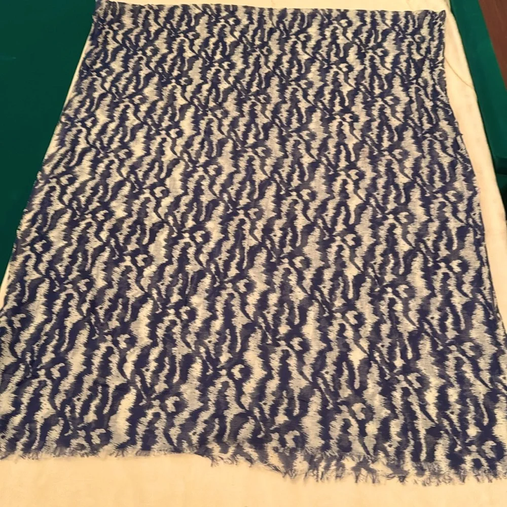 MNG by Mango lightweight blue and white scarf made in India. (OLCC)